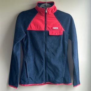 Women's Columbia PFG Fleece Jacket, Navy and Coral, Size XS